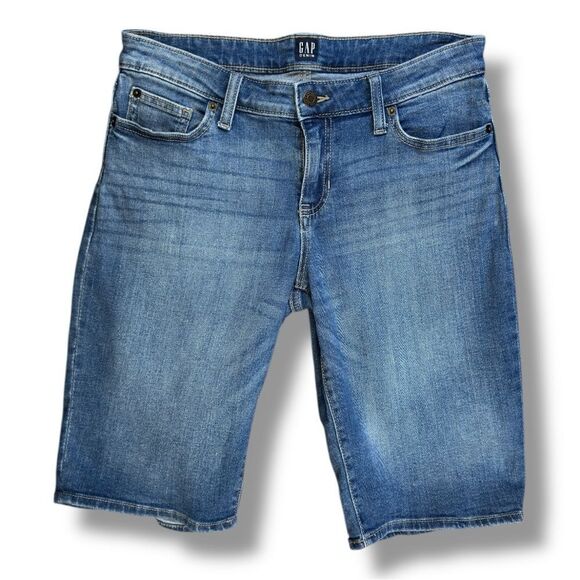 GAP Blue Bermudas with Distressed Denim Finish Sz 27 - Picture 2 of 10